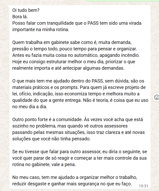 Depoimento de aluno do PASS
